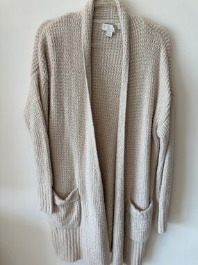 Barefoot Dreams Open-Front Plush Cardigan in Light Taupe